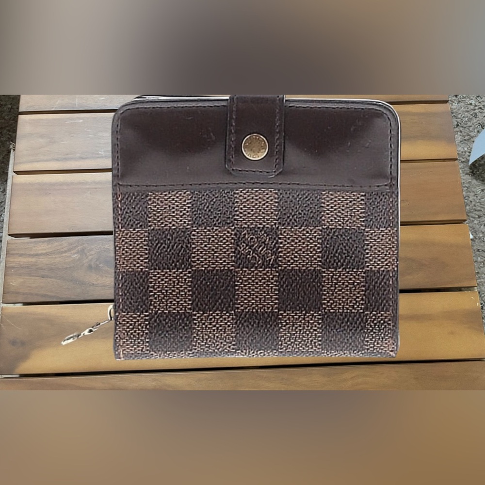 Louis Vuitton Vintage Damier Ebene and Gold Wallet